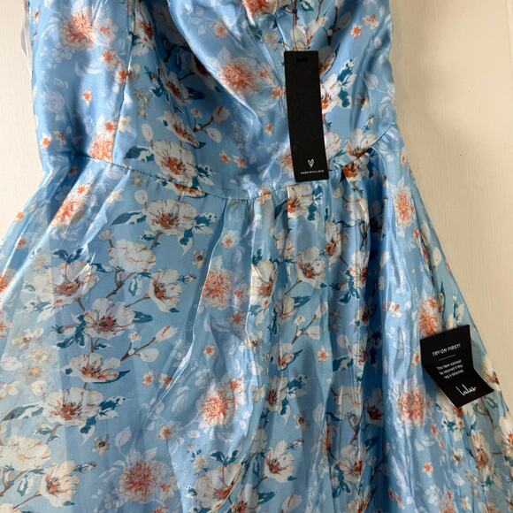 Bloom Into Love Blue Floral Organza One-Shoulder Maxi Dress - Picture 11 of 13